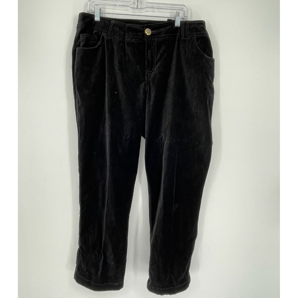 Lane Bryant Women's Black Embroidered Velvet Straight Leg Pants Plus Size 20